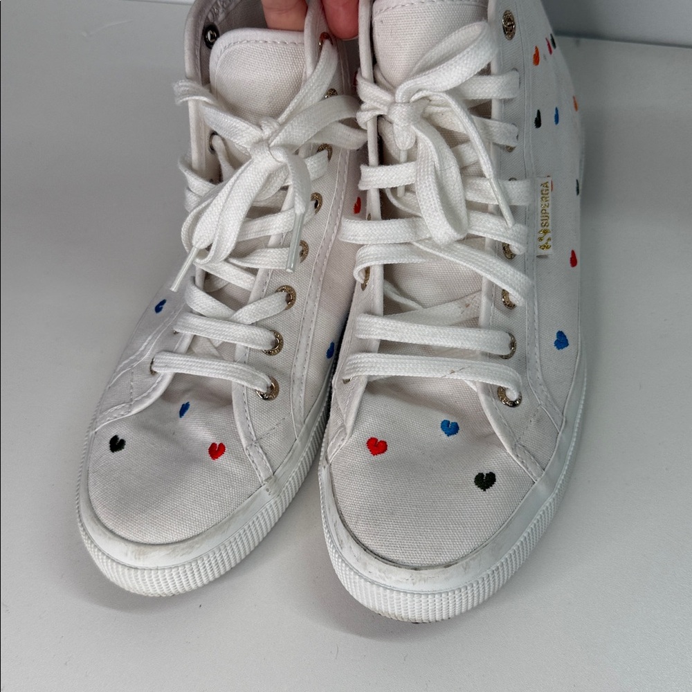Superga 2795 little hearts embroidery high top converse sneakers 41 - Picture 4 of 11